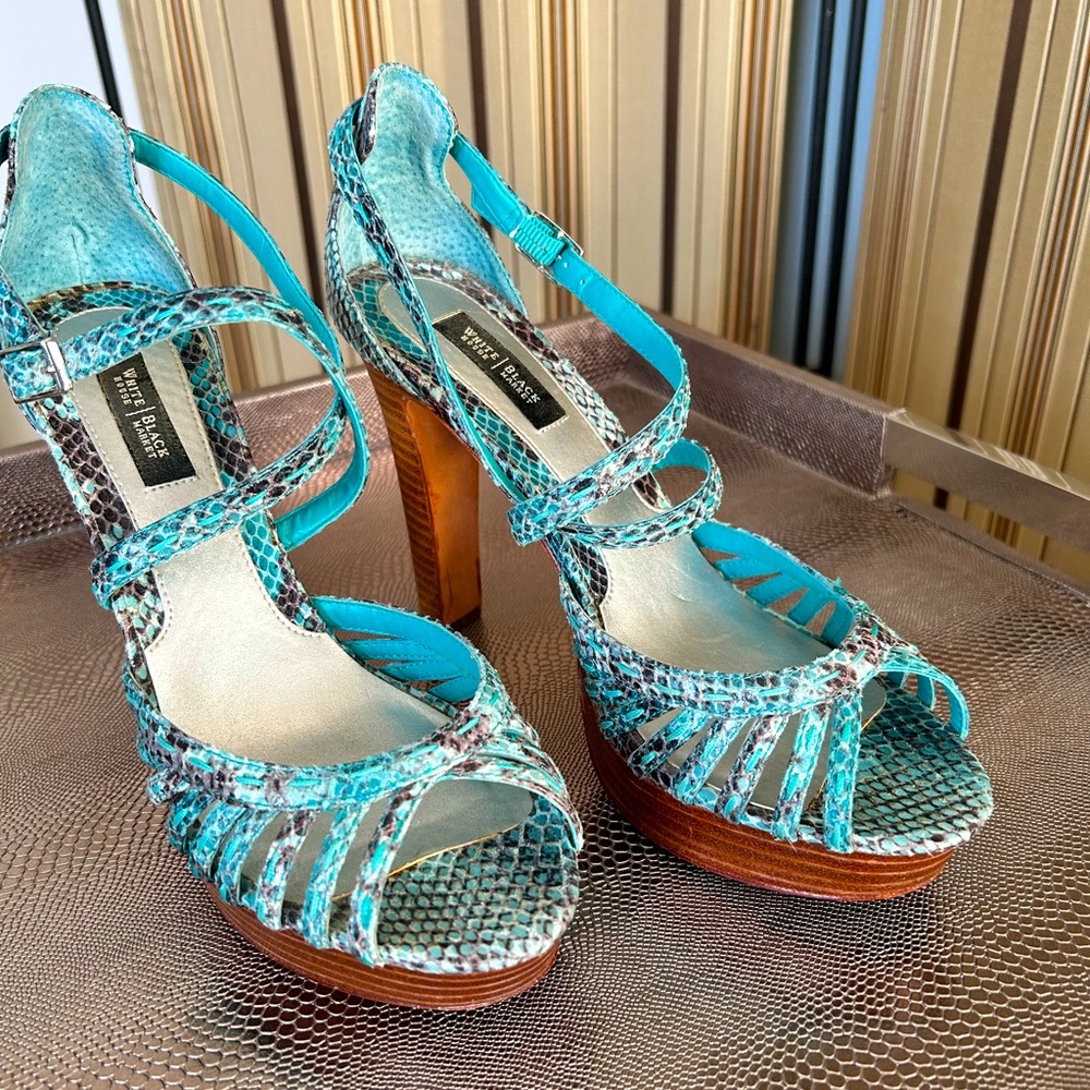 White House Black Market snake print platform heels